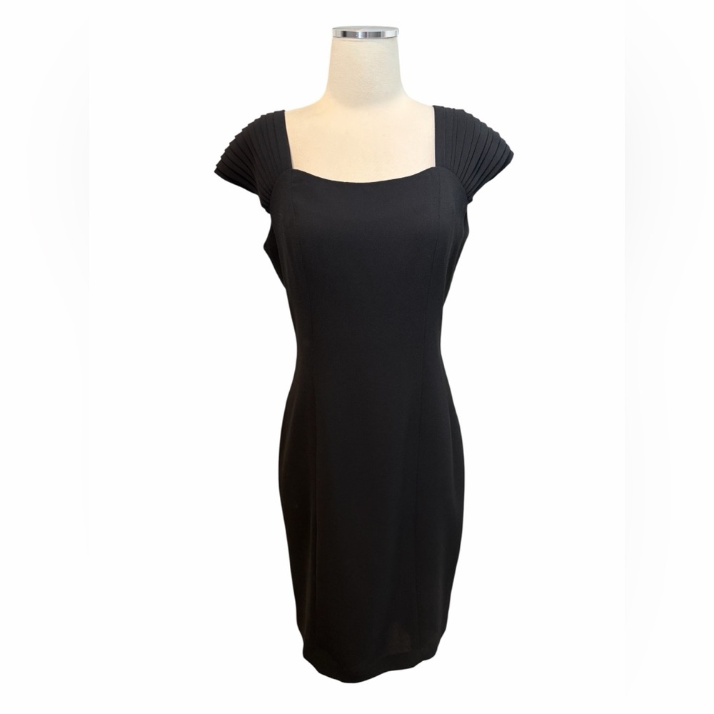 Marianna Black Cap-Sleeve Sheath Cocktail Dress Sz 8